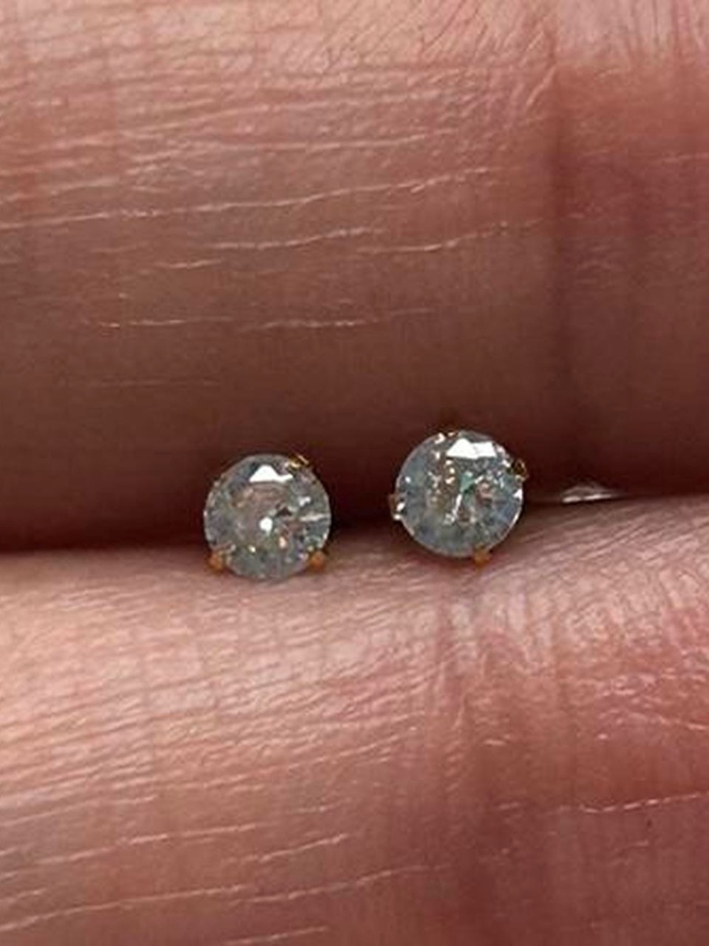 Gold Prong Clear Sparkle Stud Earrings - Women Jewelry